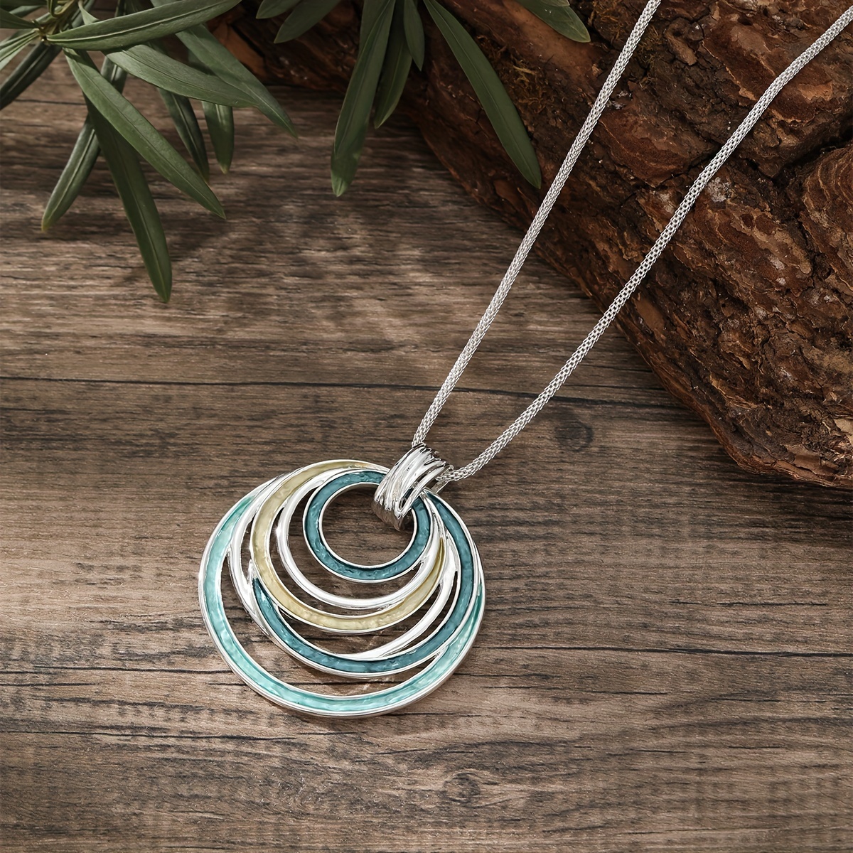 Bohemian Enamel Round Pendant Necklace